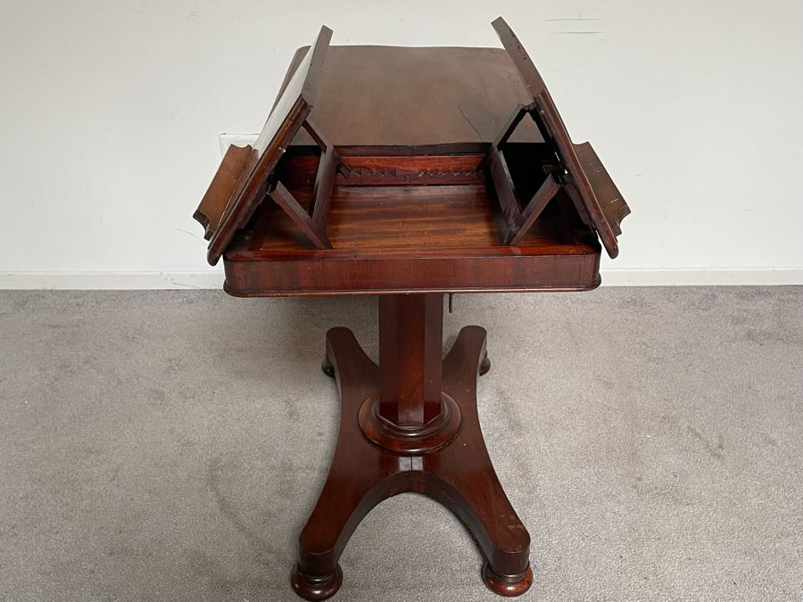 Antique 19th Century Victorian Mahogany Adjustable Reading Table 35.5W X 17D X 29-39H [Photo 7]