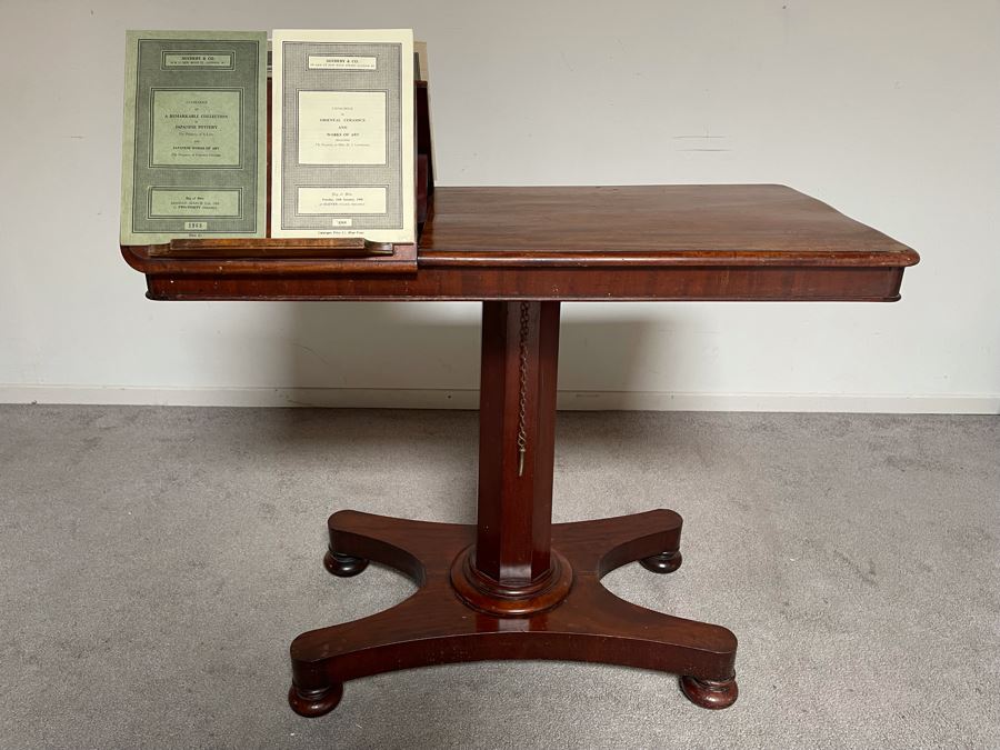 Antique 19th Century Victorian Mahogany Adjustable Reading Table 35.5W X 17D X 29-39H [Photo 3]