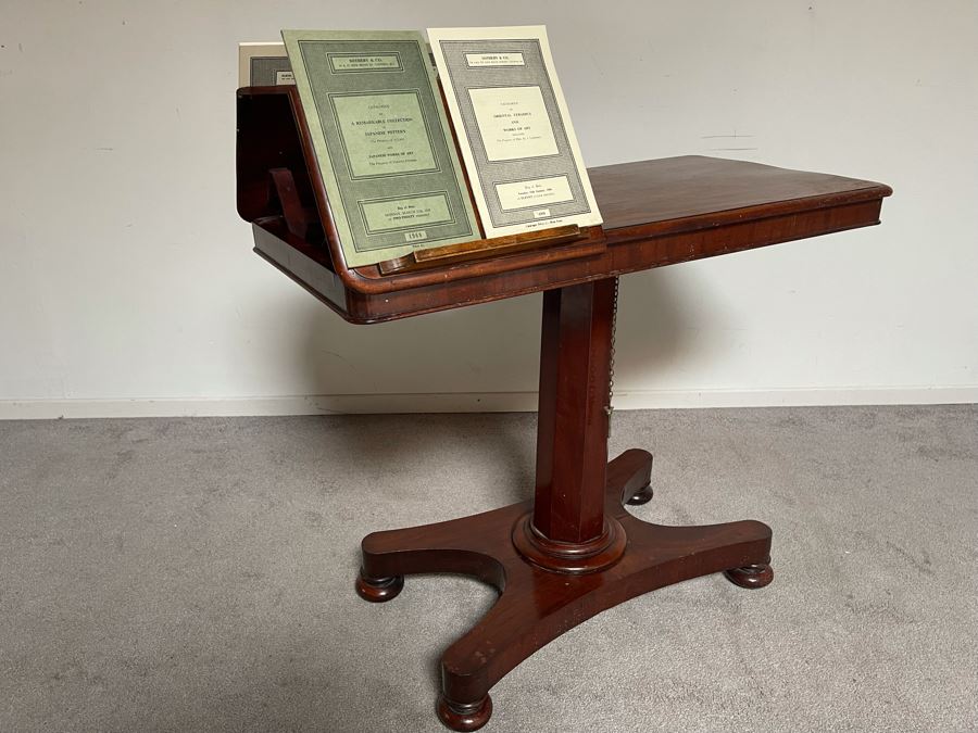 Antique 19th Century Victorian Mahogany Adjustable Reading Table 35.5W X 17D X 29-39H [Photo 2]