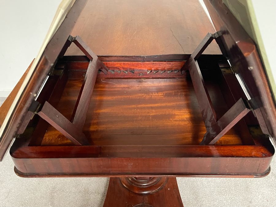 Antique 19th Century Victorian Mahogany Adjustable Reading Table 35.5W X 17D X 29-39H [Photo 5]