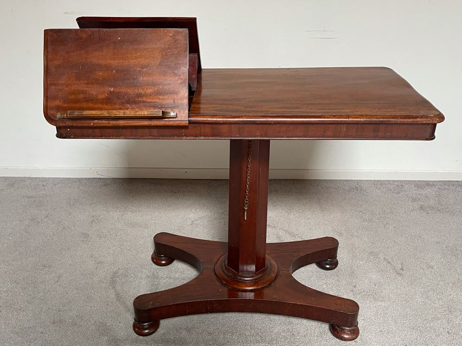 Antique 19th Century Victorian Mahogany Adjustable Reading Table 35.5W X 17D X 29-39H [Photo 8]