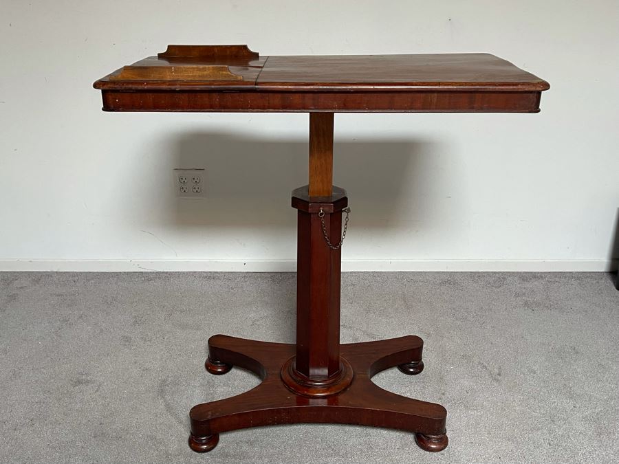 Antique 19th Century Victorian Mahogany Adjustable Reading Table 35.5W X 17D X 29-39H [Photo 13]