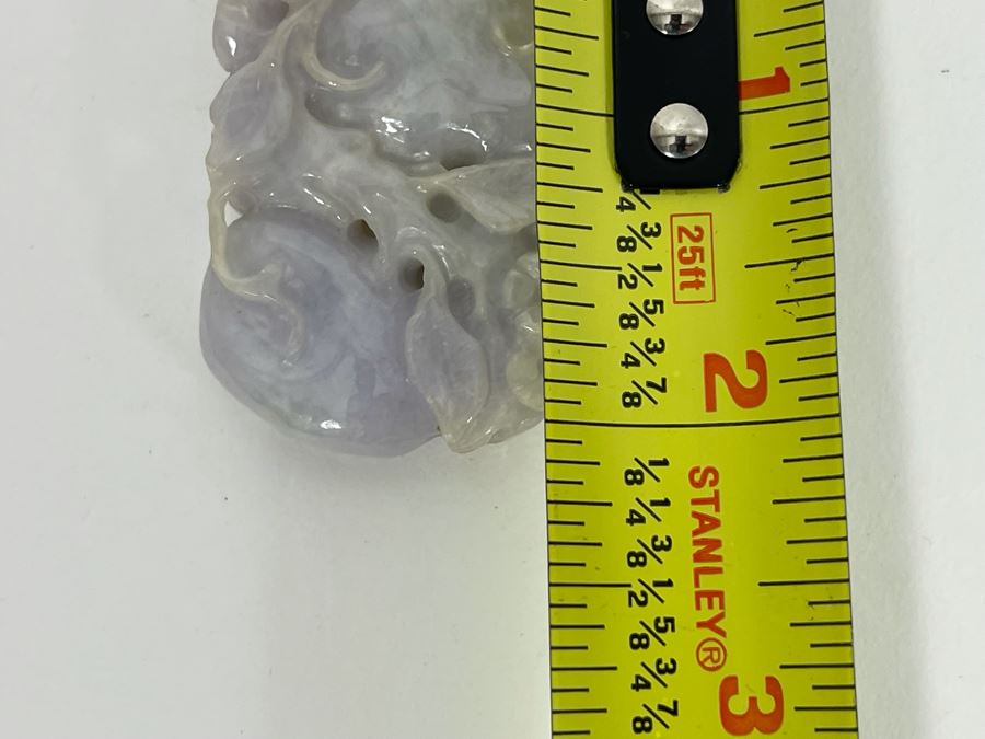 14K Gold Carved Chinese Lavender Jadeite Pendant 2L [Photo 6]