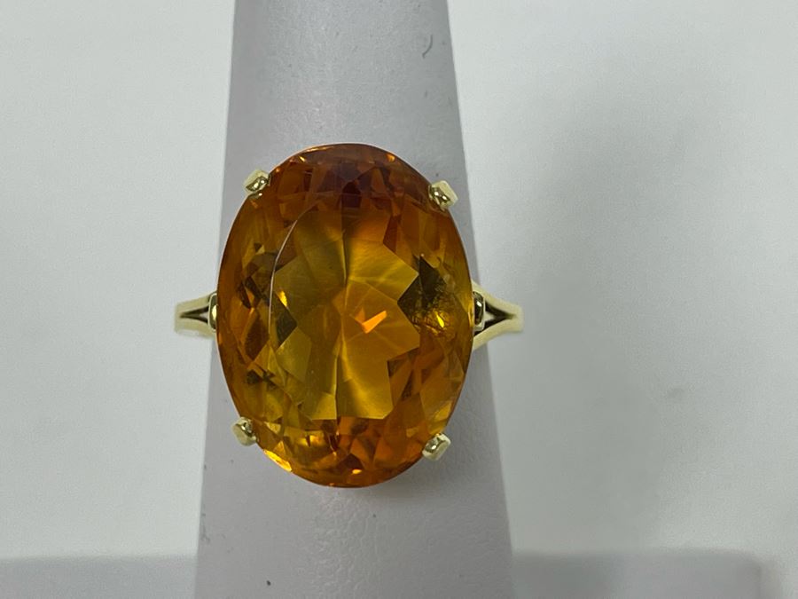 18K Gold Citrine Ring Size 5.75 7.1g $800-$1,200 Retail Value [Photo 5]