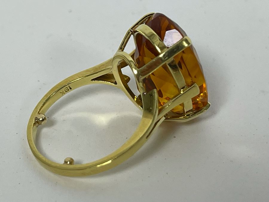 18K Gold Citrine Ring Size 5.75 7.1g $800-$1,200 Retail Value [Photo 13]