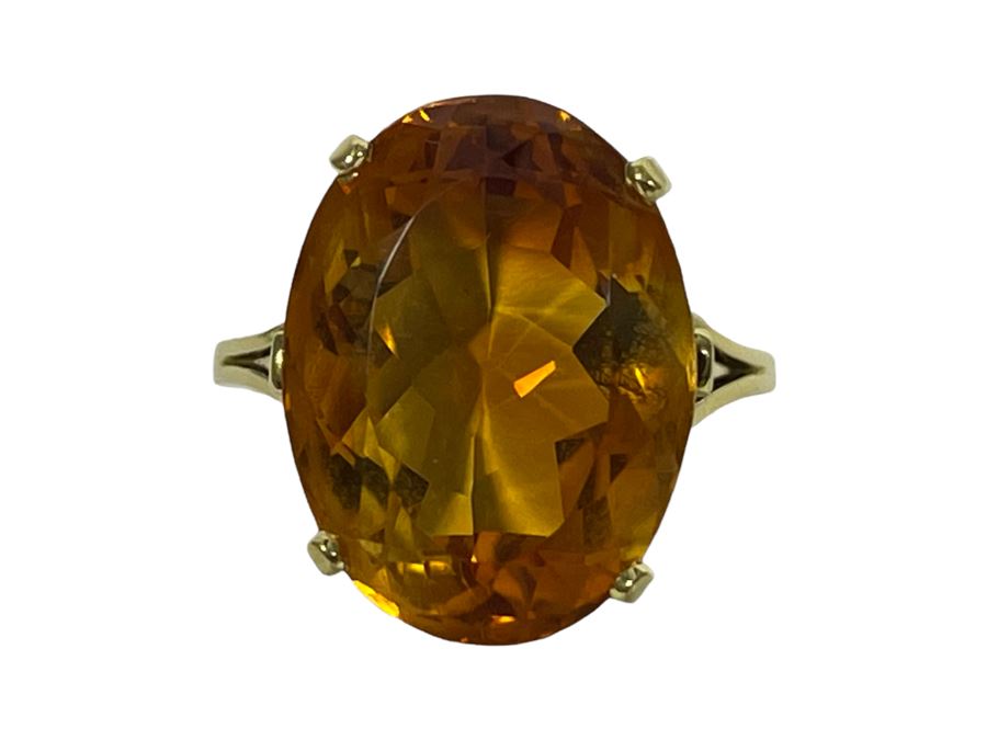 18K Gold Citrine Ring Size 5.75 7.1g $800-$1,200 Retail Value [Photo 2]