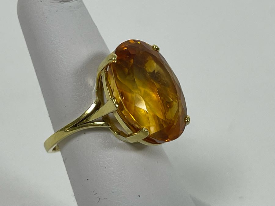 18K Gold Citrine Ring Size 5.75 7.1g $800-$1,200 Retail Value [Photo 9]