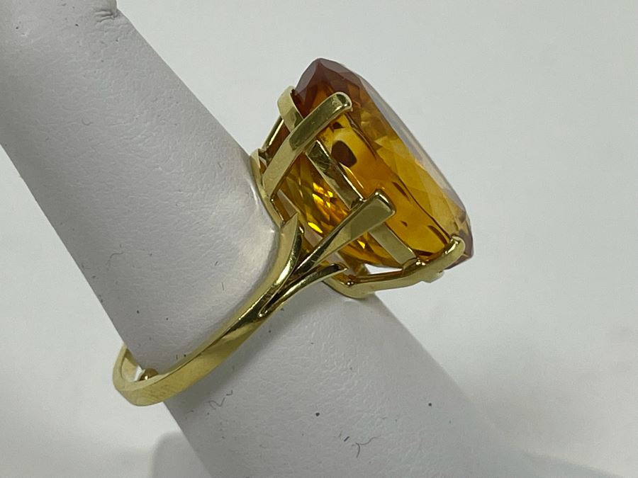 18K Gold Citrine Ring Size 5.75 7.1g $800-$1,200 Retail Value [Photo 10]