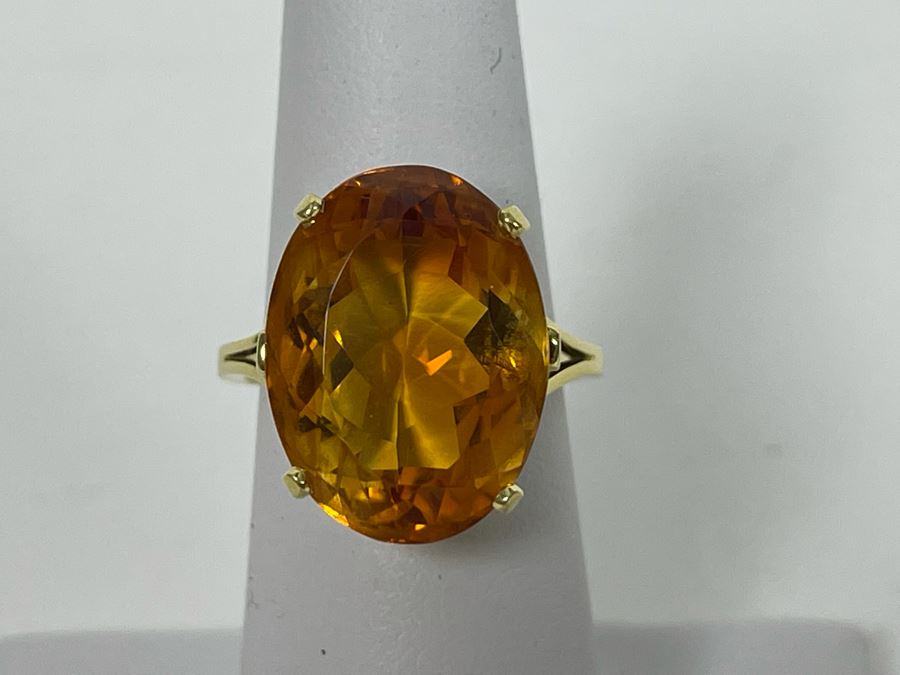18K Gold Citrine Ring Size 5.75 7.1g $800-$1,200 Retail Value [Photo 6]