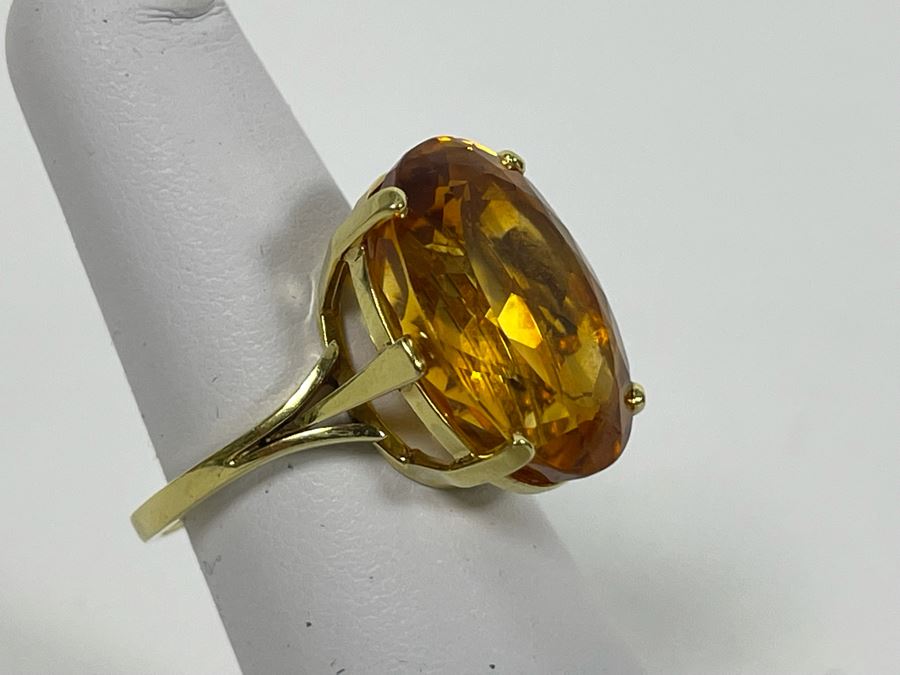18K Gold Citrine Ring Size 5.75 7.1g $800-$1,200 Retail Value [Photo 8]