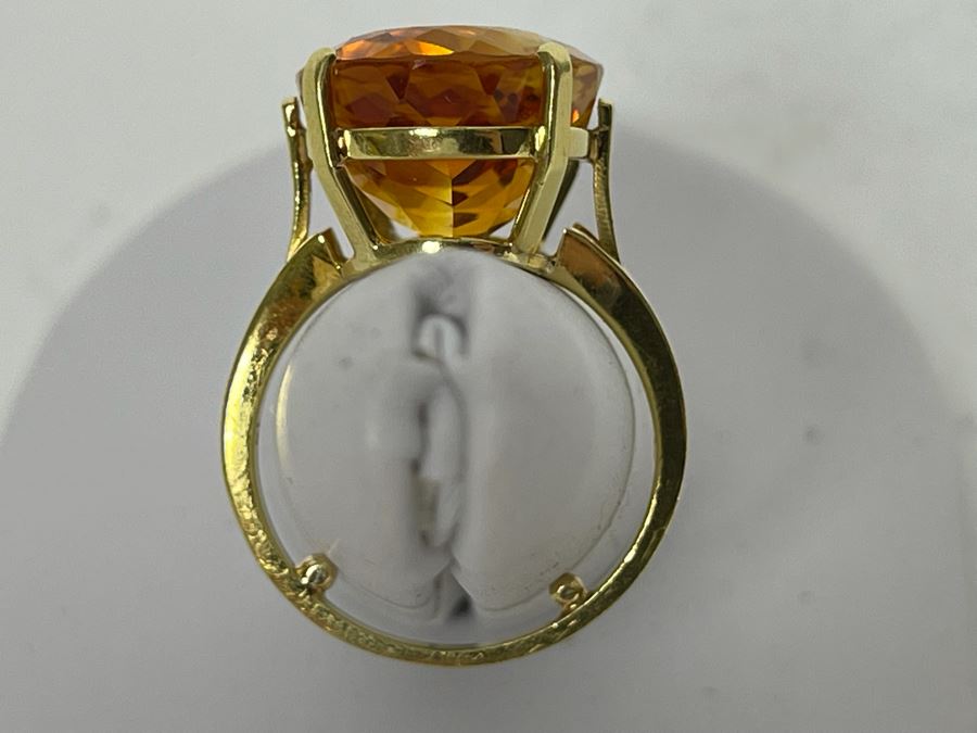 18K Gold Citrine Ring Size 5.75 7.1g $800-$1,200 Retail Value [Photo 11]