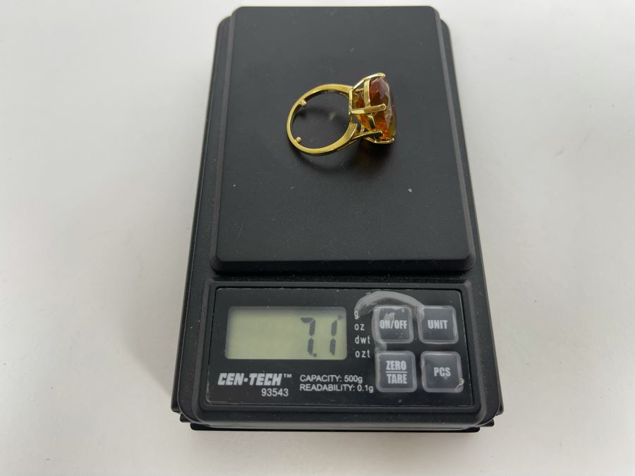 18K Gold Citrine Ring Size 5.75 7.1g $800-$1,200 Retail Value [Photo 15]
