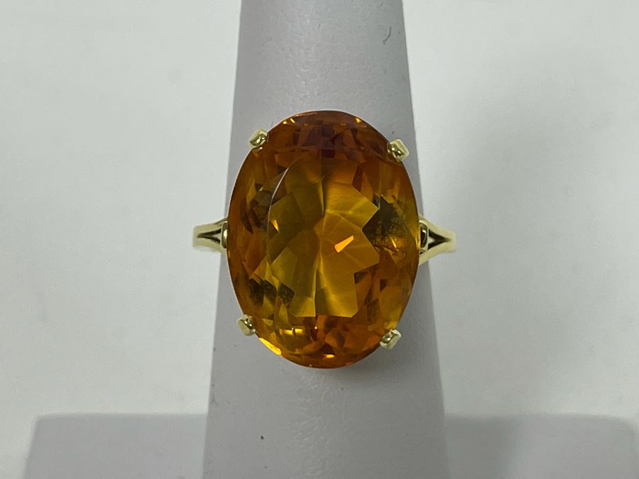 18K Gold Citrine Ring Size 5.75 7.1g $800-$1,200 Retail Value [Photo 4]
