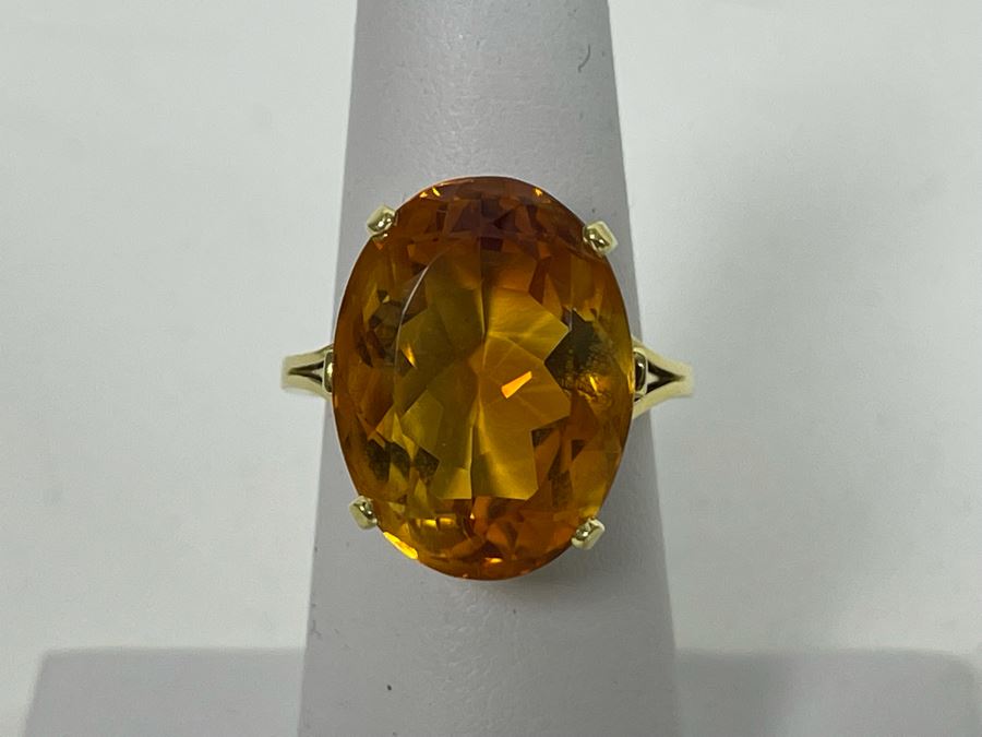 18K Gold Citrine Ring Size 5.75 7.1g $800-$1,200 Retail Value [Photo 3]