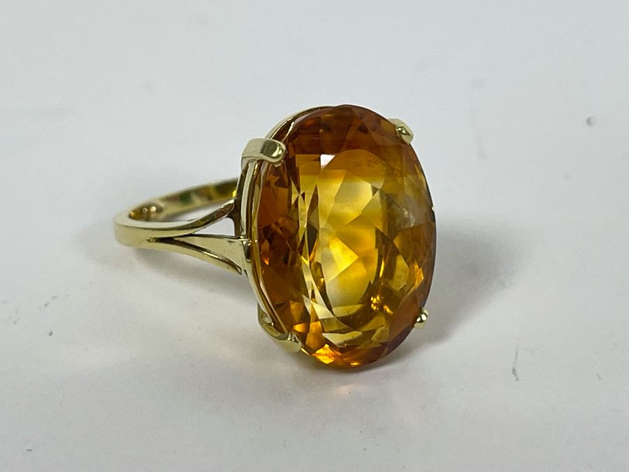 18K Gold Citrine Ring Size 5.75 7.1g $800-$1,200 Retail Value [Photo 12]