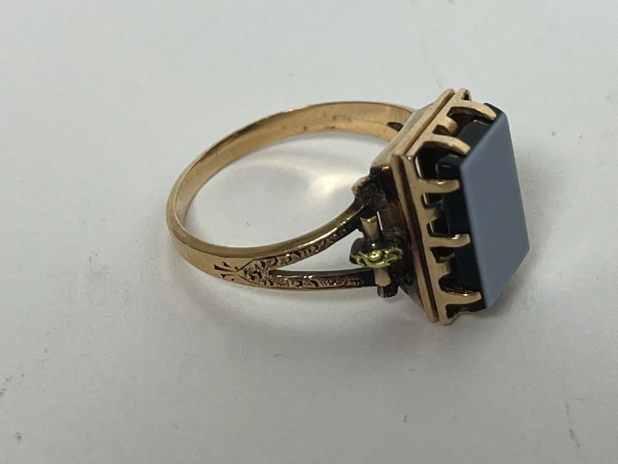 14K Gold Onyx Tablet Ring Size 6.75 3g Retails $300-$450 [Photo 6]