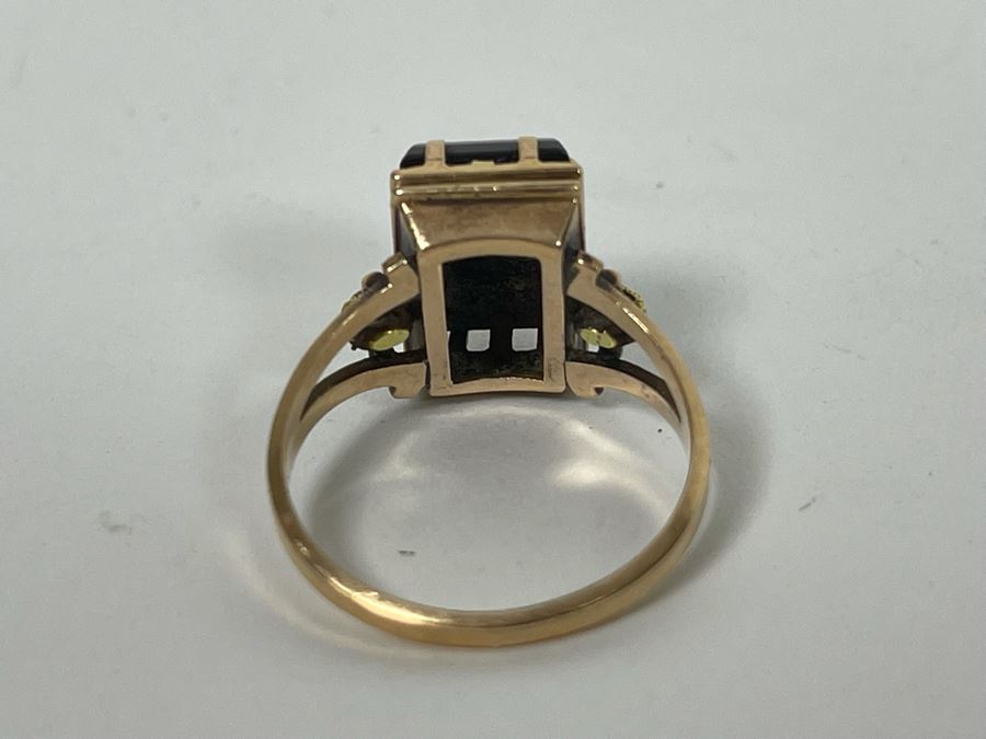 14K Gold Onyx Tablet Ring Size 6.75 3g Retails $300-$450 [Photo 9]