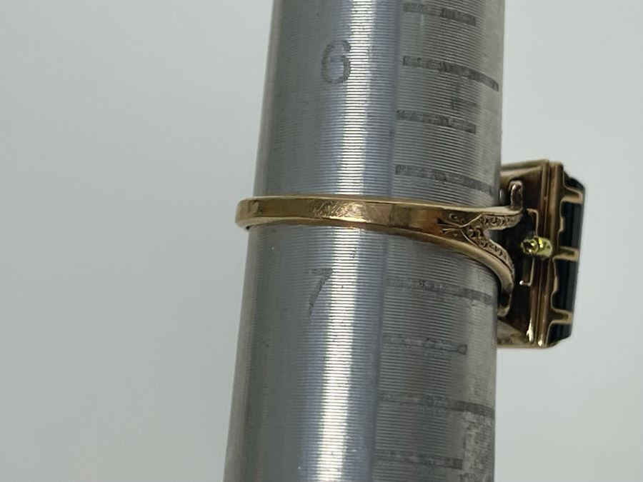 14K Gold Onyx Tablet Ring Size 6.75 3g Retails $300-$450 [Photo 7]