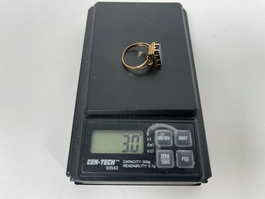 14K Gold Onyx Tablet Ring Size 6.75 3g Retails $300-$450 [Photo 8]