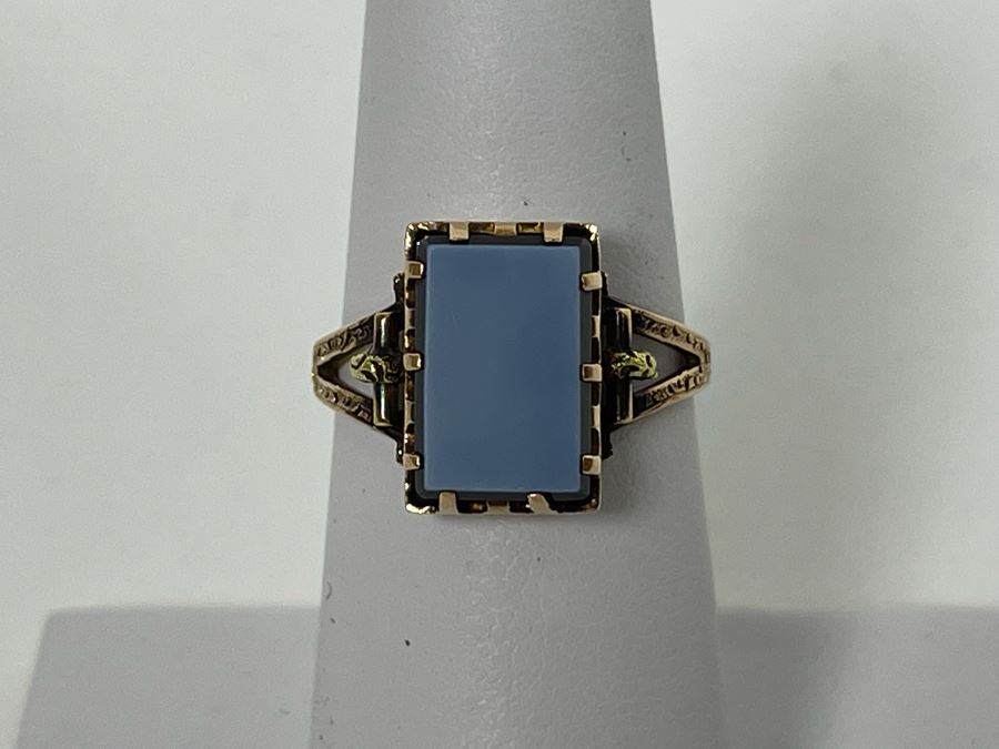 14K Gold Onyx Tablet Ring Size 6.75 3g Retails $300-$450 [Photo 2]