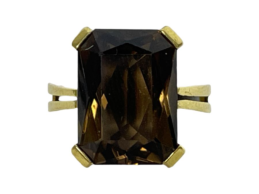 18K Gold Smoky Quartz Ring Size 6.5 7.1g Retails $700-$1,050 [Photo 2]