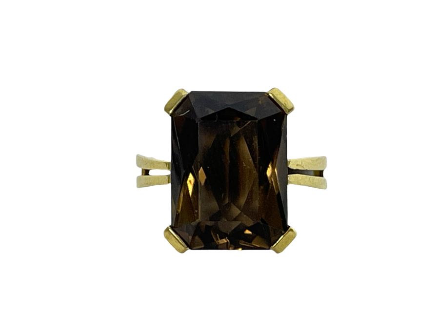 18K Gold Smoky Quartz Ring Size 6.5 7.1g Retails $700-$1,050 [Photo 14]