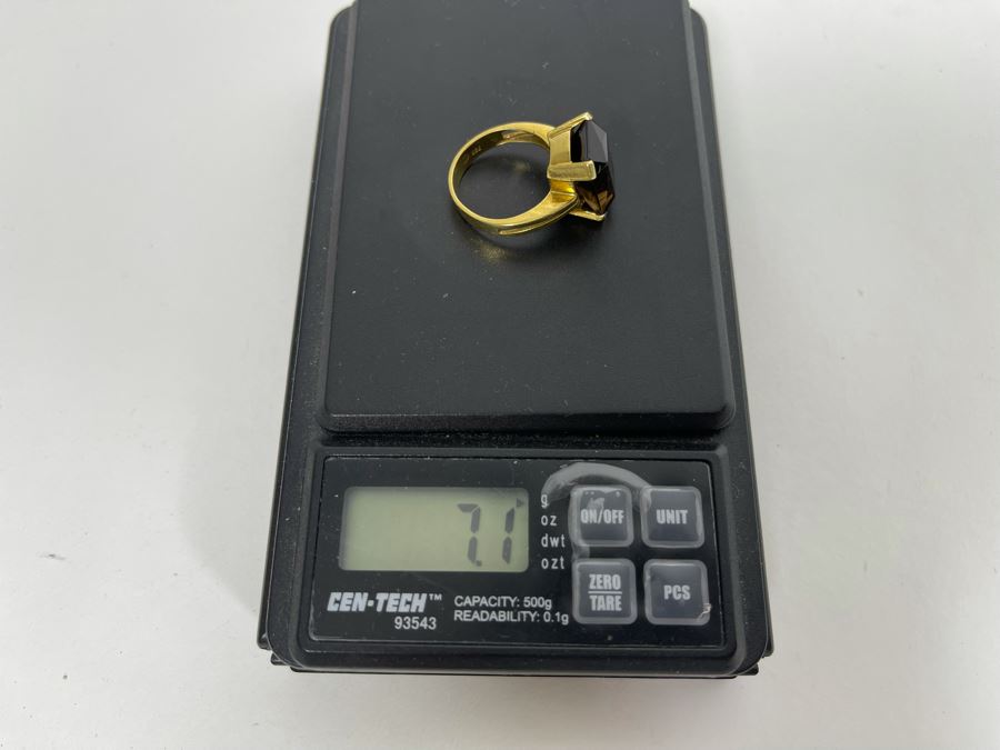 18K Gold Smoky Quartz Ring Size 6.5 7.1g Retails $700-$1,050 [Photo 13]