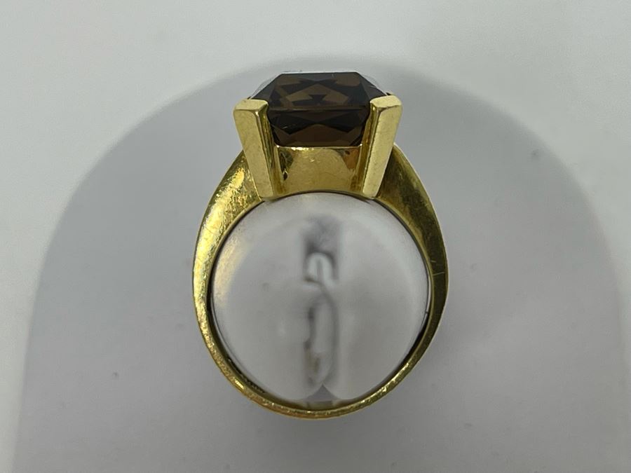 18K Gold Smoky Quartz Ring Size 6.5 7.1g Retails $700-$1,050 [Photo 8]