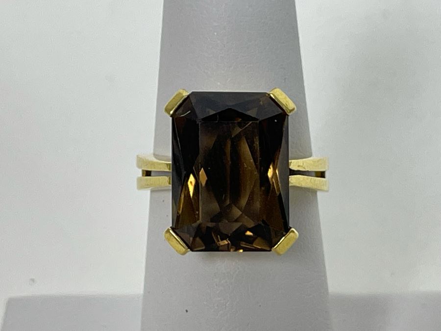 18K Gold Smoky Quartz Ring Size 6.5 7.1g Retails $700-$1,050 [Photo 4]