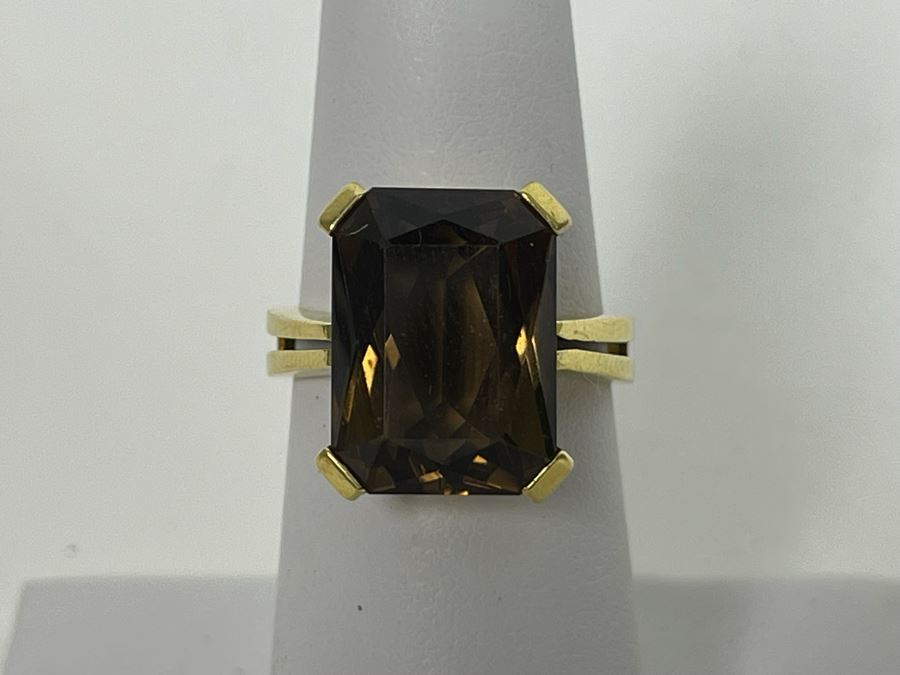18K Gold Smoky Quartz Ring Size 6.5 7.1g Retails $700-$1,050 [Photo 3]