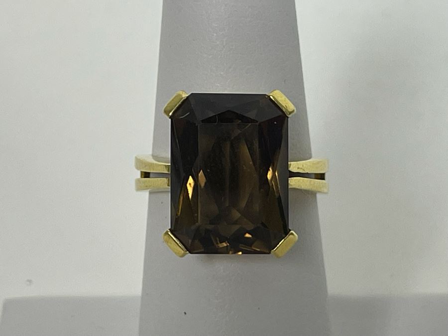 18K Gold Smoky Quartz Ring Size 6.5 7.1g Retails $700-$1,050 [Photo 5]