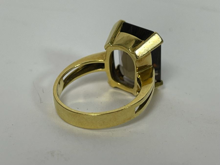 18K Gold Smoky Quartz Ring Size 6.5 7.1g Retails $700-$1,050 [Photo 11]