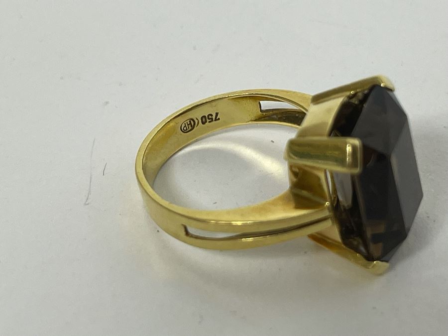 18K Gold Smoky Quartz Ring Size 6.5 7.1g Retails $700-$1,050 [Photo 9]