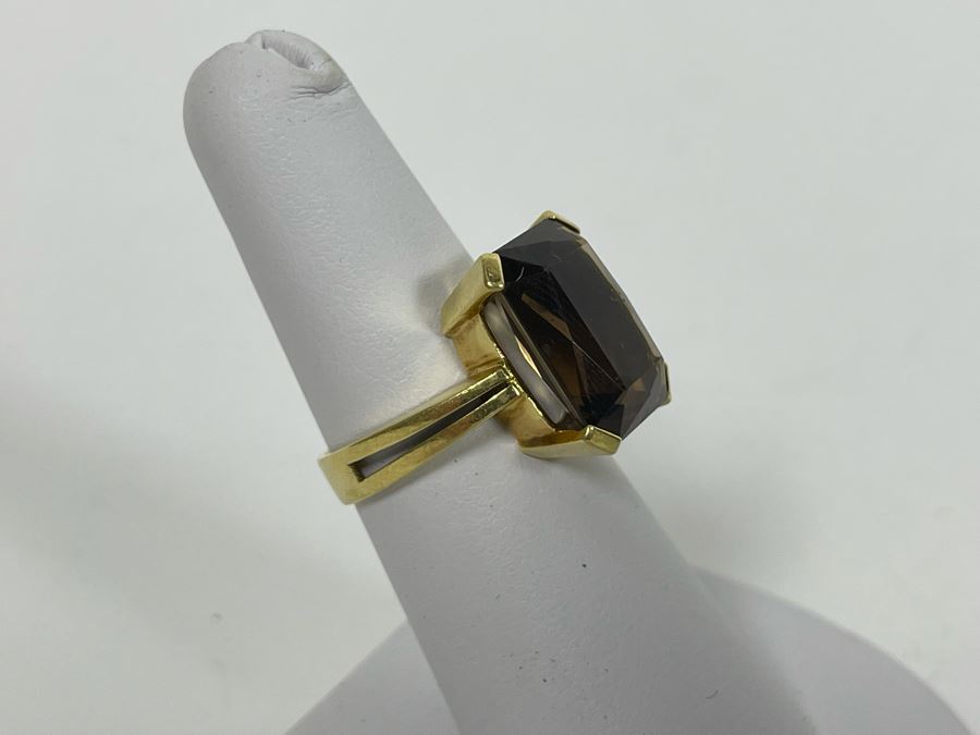 18K Gold Smoky Quartz Ring Size 6.5 7.1g Retails $700-$1,050 [Photo 6]