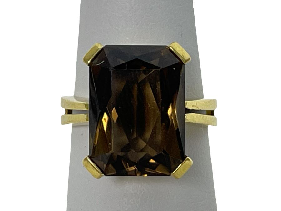 18K Gold Smoky Quartz Ring Size 6.5 7.1g Retails $700-$1,050 [Photo 1]