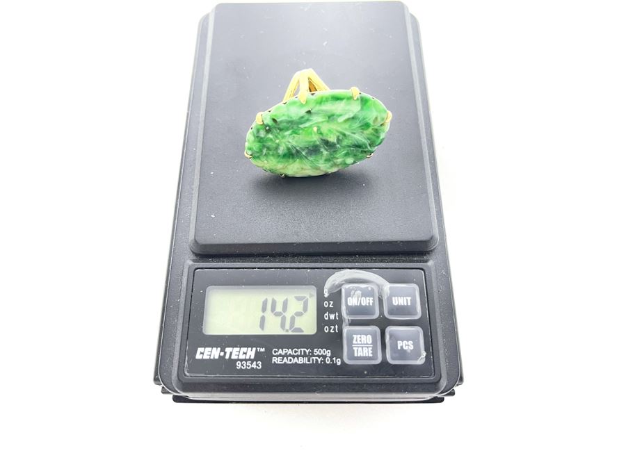 14K Gold Jadeite Ring Size 7 14.2g [Photo 11]