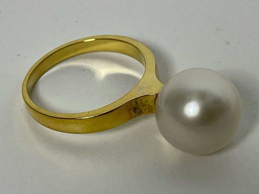 18K Gold Mikimoto Pearl Ring Size 7.5 6.1g Retails $1,800-$2,700 [Photo 8]