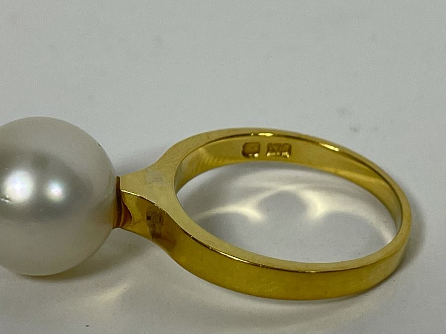 18K Gold Mikimoto Pearl Ring Size 7.5 6.1g Retails $1,800-$2,700 [Photo 6]