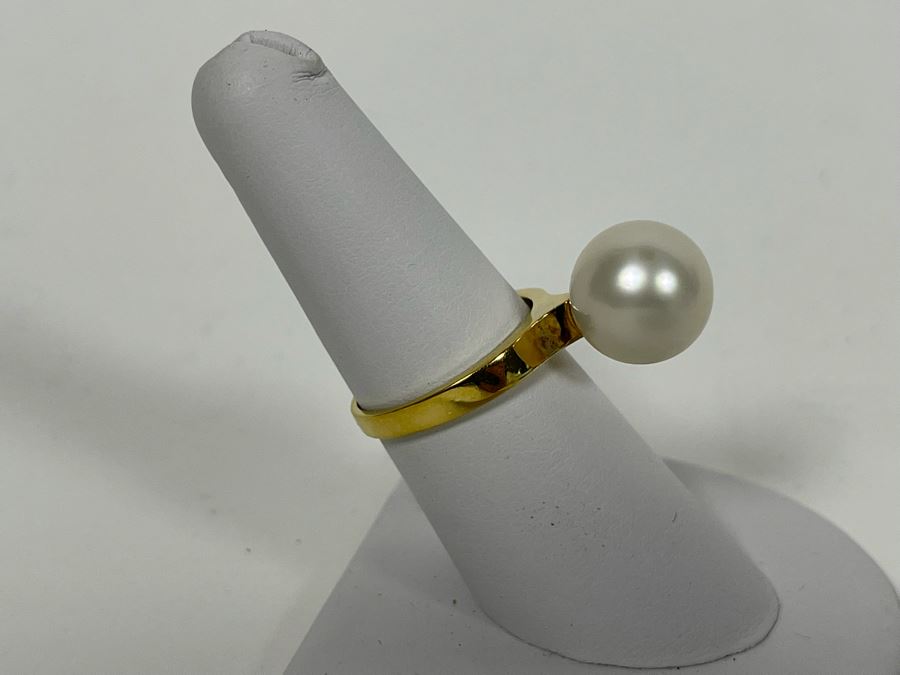 18K Gold Mikimoto Pearl Ring Size 7.5 6.1g Retails $1,800-$2,700 [Photo 3]