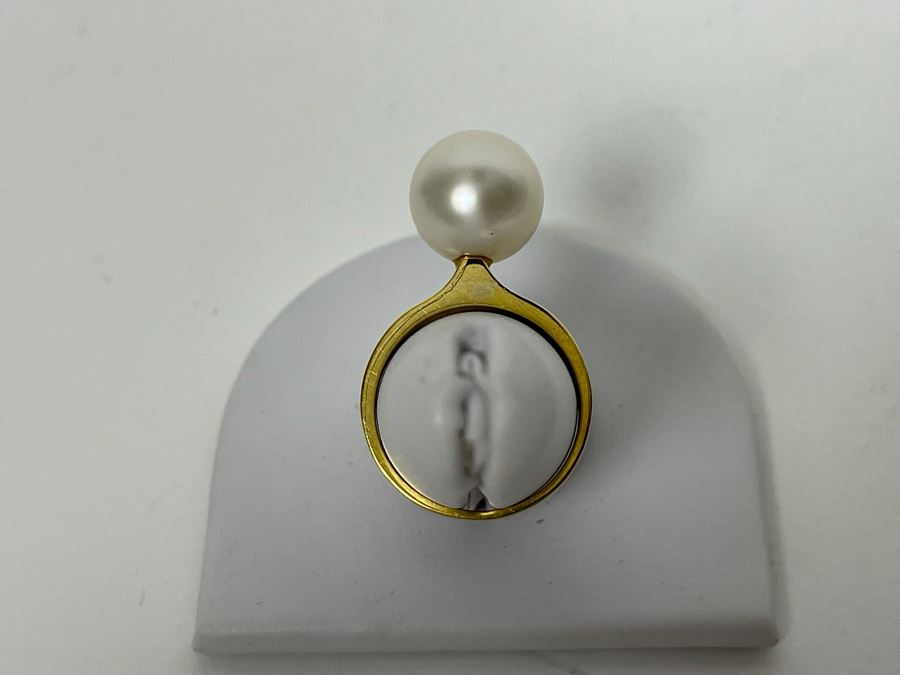 18K Gold Mikimoto Pearl Ring Size 7.5 6.1g Retails $1,800-$2,700 [Photo 5]