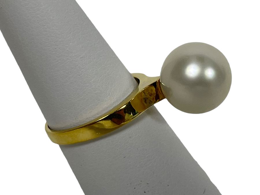 18K Gold Mikimoto Pearl Ring Size 7.5 6.1g Retails $1,800-$2,700 [Photo 1]