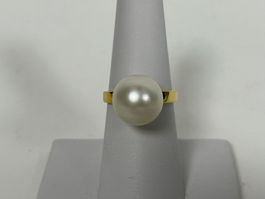 18K Gold Mikimoto Pearl Ring Size 7.5 6.1g Retails $1,800-$2,700 [Photo 2]