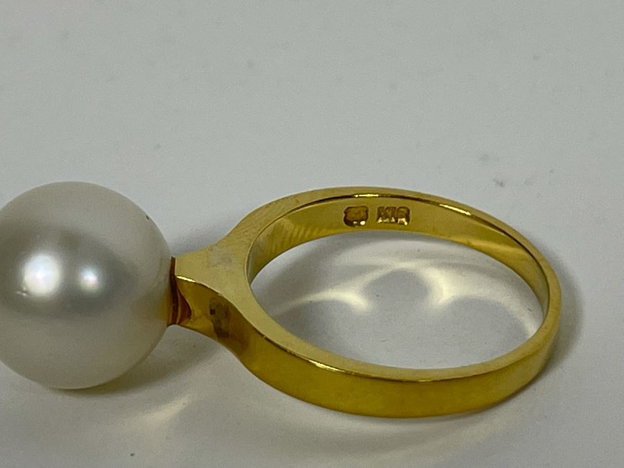18K Gold Mikimoto Pearl Ring Size 7.5 6.1g Retails $1,800-$2,700 [Photo 7]