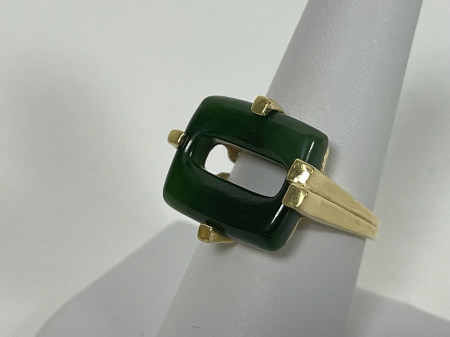14K Gold Nephrite Ring Size 8 Retails $500-$750 [Photo 2]