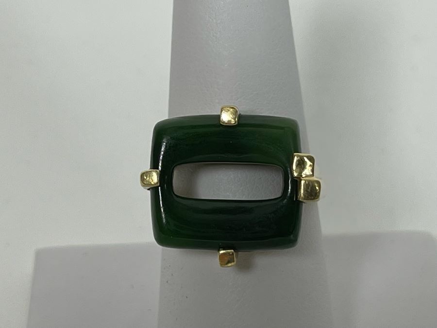 14K Gold Nephrite Ring Size 8 Retails $500-$750 [Photo 3]