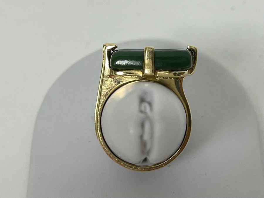 14K Gold Nephrite Ring Size 8 Retails $500-$750 [Photo 5]
