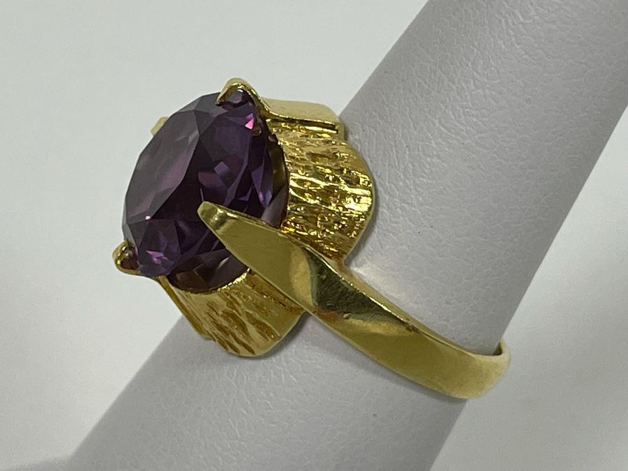 14K Gold Synthetic Color Change Sapphire Ring Size 6 6.8g Retails $300-$450