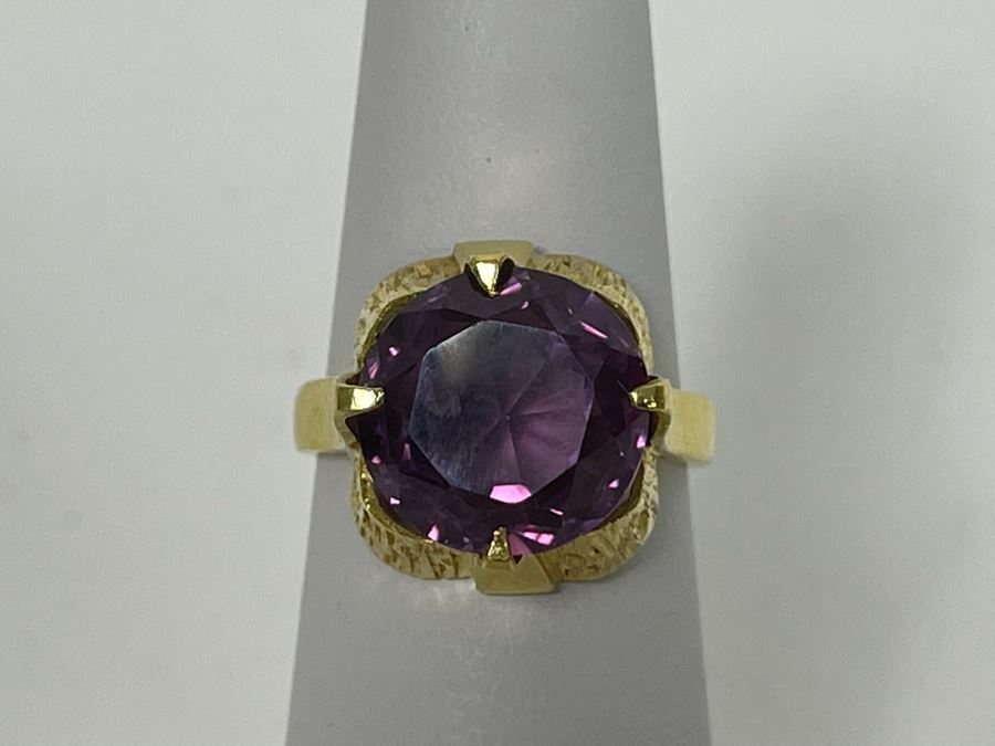14K Gold Synthetic Color Change Sapphire Ring Size 6 6.8g Retails $300-$450 [Photo 3]