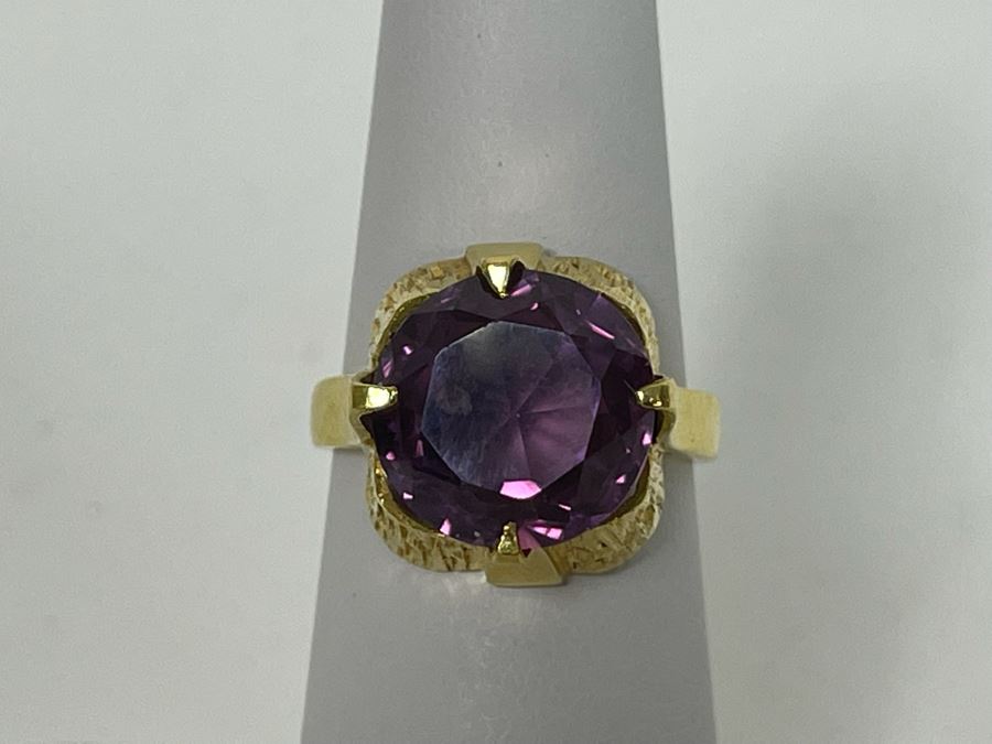 14K Gold Synthetic Color Change Sapphire Ring Size 6 6.8g Retails $300-$450 [Photo 4]
