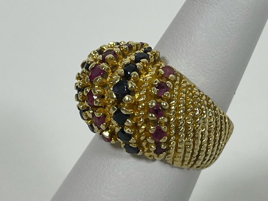 14K Gold Ruby Sapphire Ring Size 5.5 11.8g Retails $1,100-$1,650 [Photo 8]